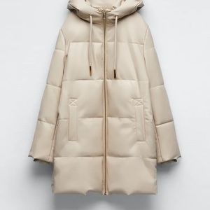 Zara faux leather puffer mid length.